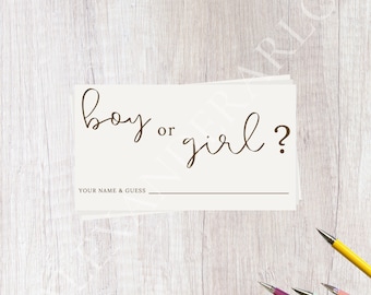 Brown Gender Reveal Guessing Card // Digital Download