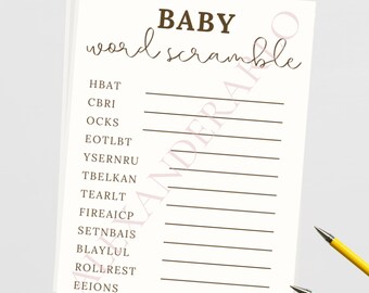 Brown Baby Word Scramble // Digital Download