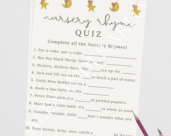 Brown Nursery Rhyme Quiz with Stars // Digital Download