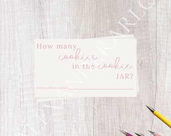 Light Pink Cookie Jar Guessing Card // Digital Download