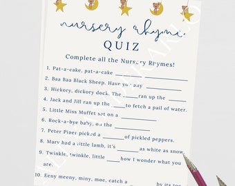 Navy Blue Nursery Rhyme Quiz with Stars // Digital Download