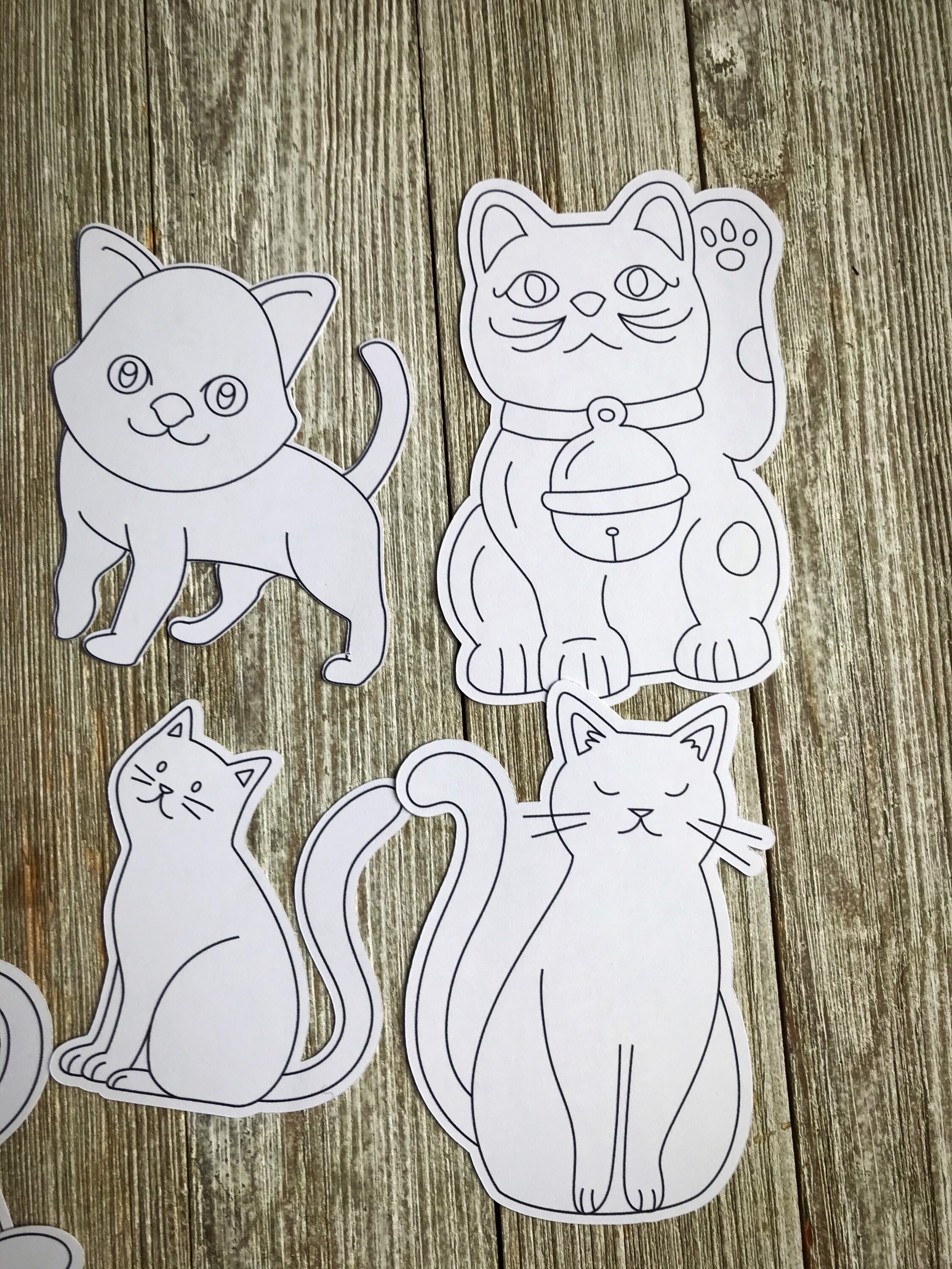 Cat color your own stickers set large set kitty stickers big | Etsy