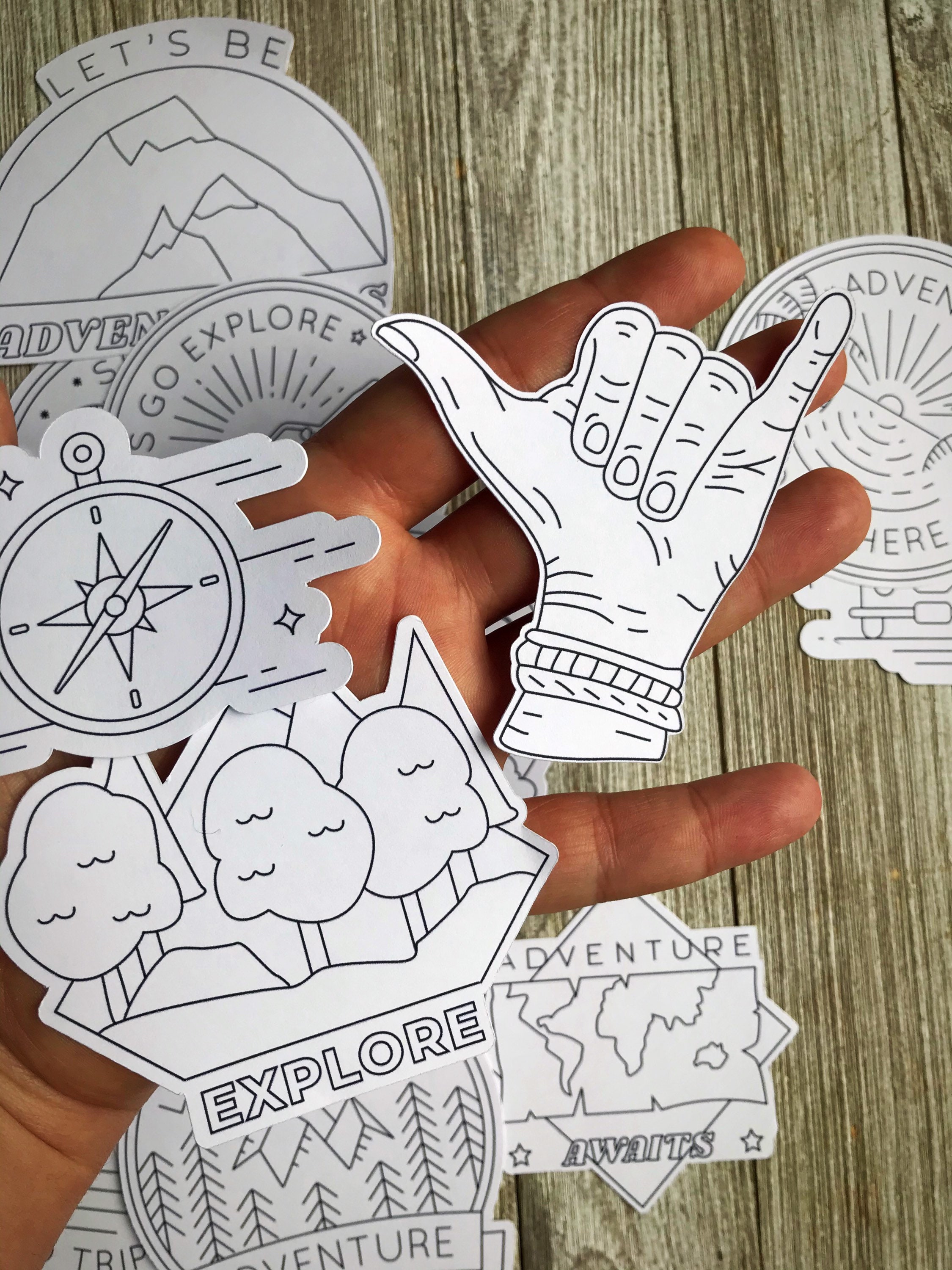 20 Sticker Set Adventure Stickers Color Your Own Stickers - Etsy