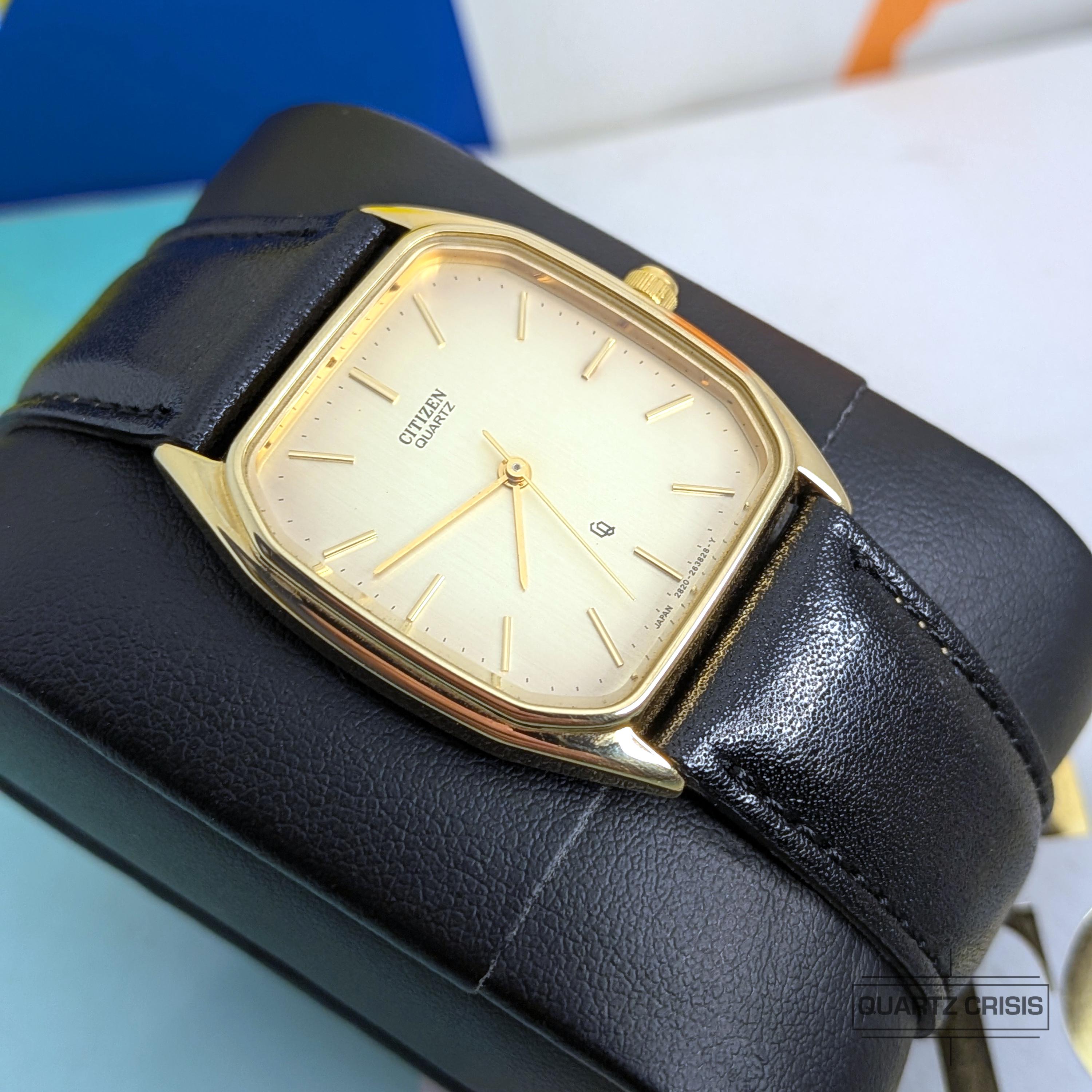 1984 Citizen Quartz CQ 'tank' Gold Dress Watch (2830-261291) - Etsy