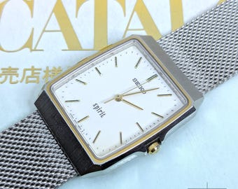 Vintage Seiko Spirit 5E31 5B50 Golden Dial Men Quartz Watch