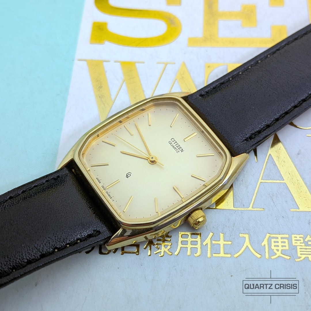 1984 Citizen Quartz CQ 'tank' Gold Dress Watch (2830-261291) - Etsy