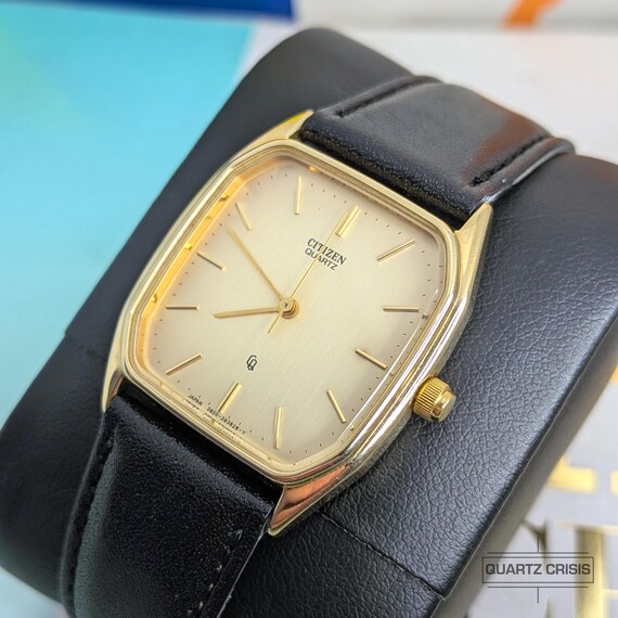 1984 Citizen Quartz CQ 'tank' Gold Dress Watch (2830-261291) - Etsy