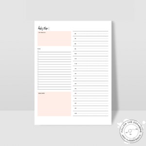 Daily Planner | Daily Calendar | Daily Schedule | To-Do List | Instant Download | ADHD Planner Sheets | Pink Planner | Printables | TUL |