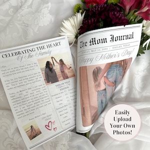 Plantilla de periódico para el Día de la Madre / Regalo personalizado con fotos para mamá, mamás primerizas y abuelas, plantilla digital editable
