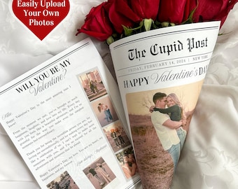 Plantilla personalizada de periódico de San Valentín: editable en Canva (descarga digital)