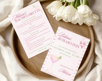 Bikinis and Martinis Bachelorette Party Invite | Girls Trip Itinerary (Digital Download)