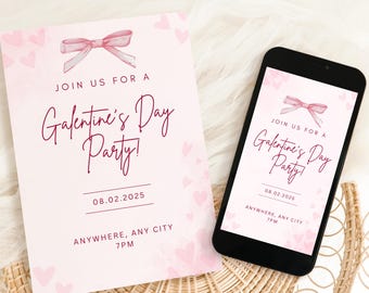 Galentine's Day Party Invitation: Editable Heart Design (Digital Invite Template)