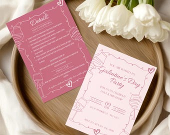 Invitación para el Día de Galentine: Plantilla digital editable (5x7)