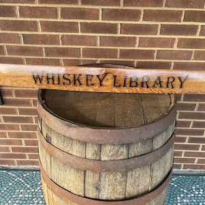 Bourbon Barrel Stave WHISKEY LIBRARY  / Gift for Bourbon Lover / wedding gift/ housewarming gift / wooden sign