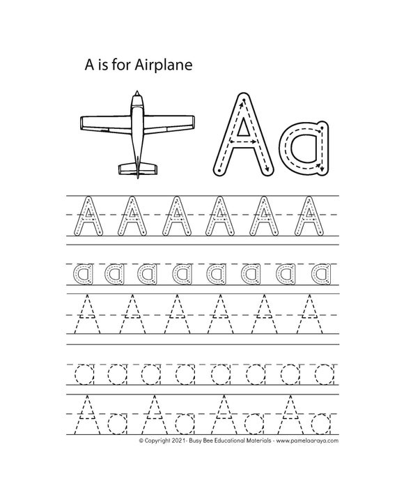 letter a tracing worksheet with activity etsy