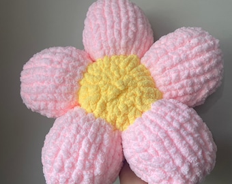 Chunky Knit Flower Pillow