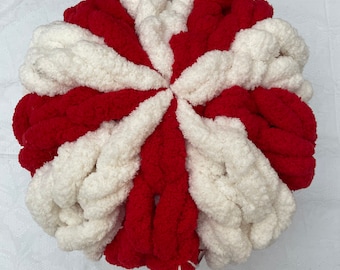 Candy Cane Chunky knit pillow