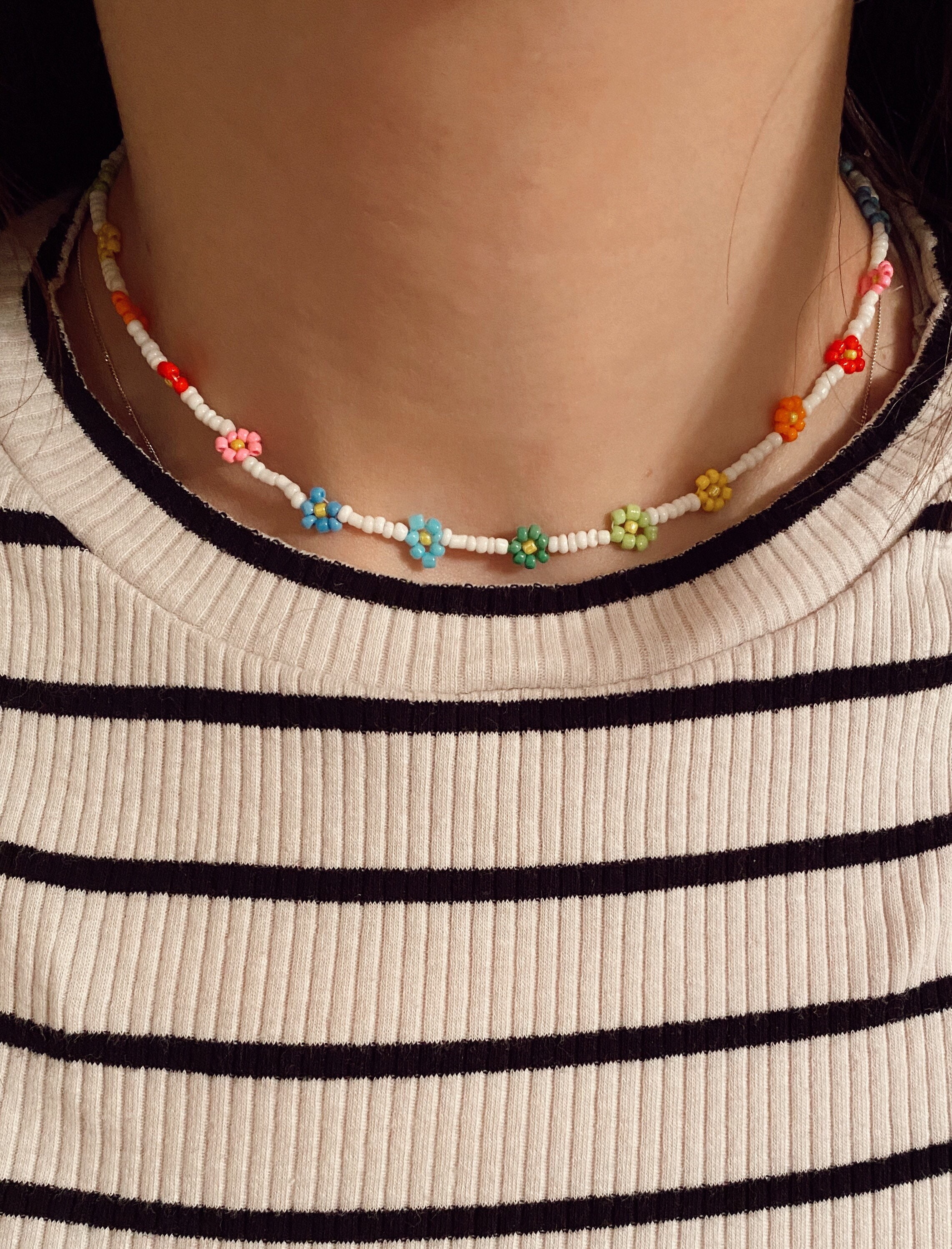 Rainbow Daisy Chain Necklace