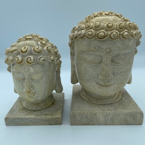 Guatama Buddha Bust Statue - Hand Carved Alabaster Stone