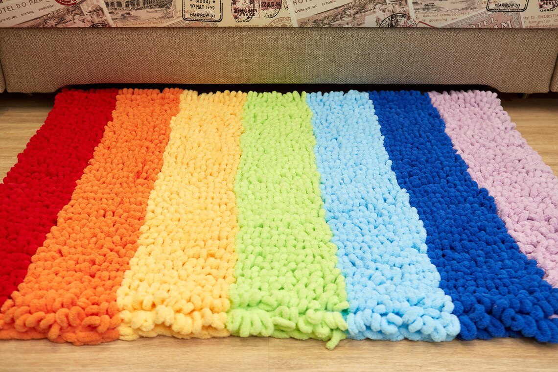 Rainbow rug for nursery carpet rainbow soft playmat for Etsy