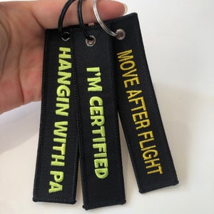 Wholesale Bulk Embroidered Keychains, Custom Flight Tags, Pilot Airplane Motorcycle Flight Tag, FLIGHT Key Ring,Military Keychain