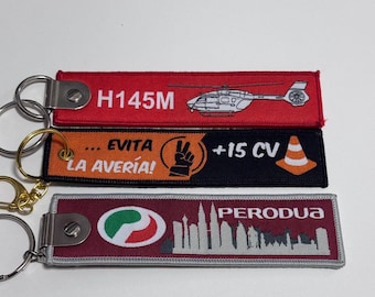 Llavero bordado personalizado de doble cara, llavero personalizado con etiqueta de avión, llavero personalizado para motocicleta, coche, motociclista, etiqueta de equipaje personalizada