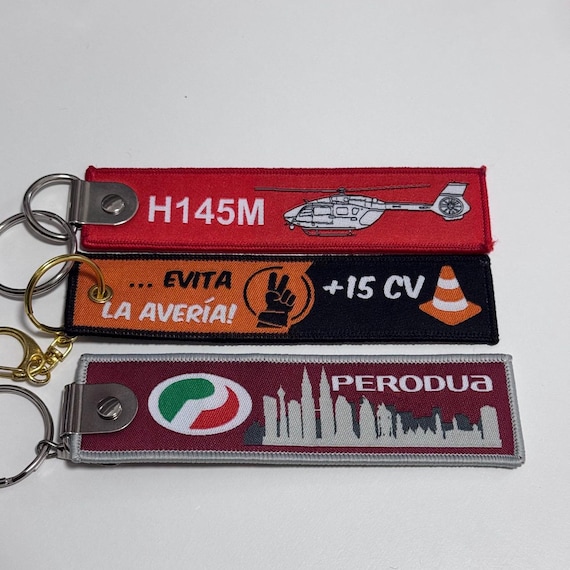 Custom Embroidered Keychain Double Sided Keychain Personalized Jet