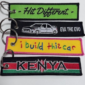 Personalized Embroidered Keychains, Custom Crew Tags, Flight Tags, Biker Keychains, Customize Your Logo Into Key Tag