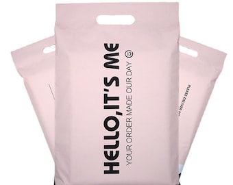 Bolsas de correo negras personalizadas con asa, logotipo personalizado, bolsa de envío, bolsa para ropa, bolsas de polietileno, 100 unidades