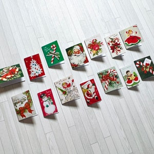 Cartes de Noël vintage miniatures pour maison de poupée - MÉGA PACK (14 cartes)