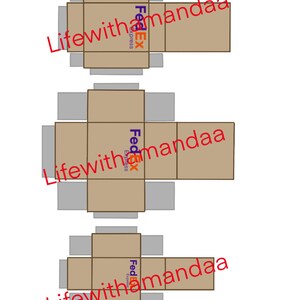 May include: Three brown cardboard boxes with the FedEx Express logo and the text "Lifewithamandaa" printed on them. The boxes are stacked on top of each other.