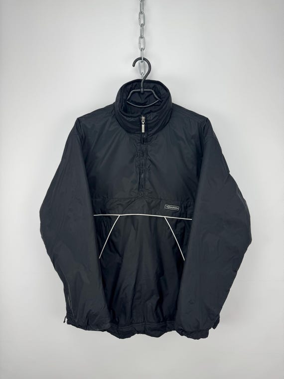 Diadora, Vintage Diadora Passione Italiana Black Nylon Pullover Jacket Anorak 90s Size S