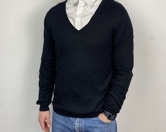 Prada Sweater Ladies Black V-neck Three-quarter Sleeve Cashmere