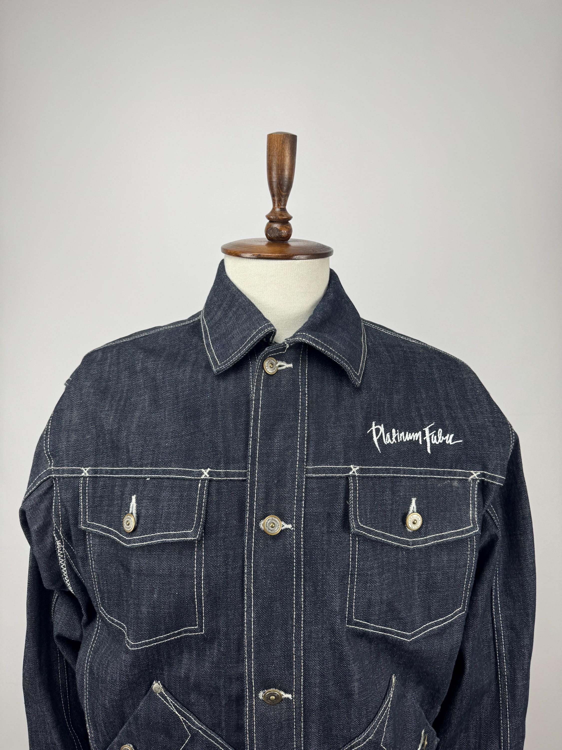 Vintage Y2K Platinum FUBU Fat Albert Embroidered Denim Jacket Raw 