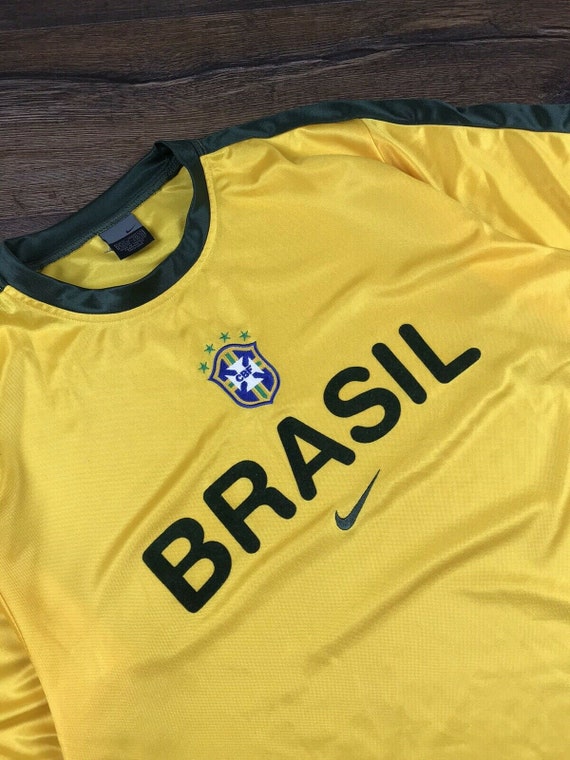 Men's Vintage Nike Brasil Football Jersey Big Logo So… - Gem