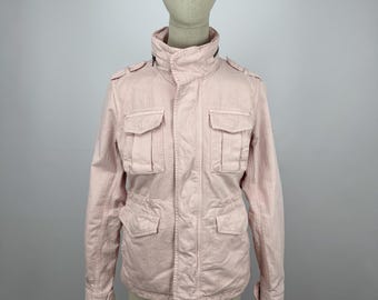 Vintage Superdry The Rookie Field Jacket Women UK 12 US 8 EU 38 Pink Military Coat