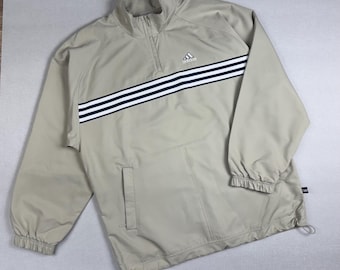 Hombres Vintage Adidas Half Zip Chaqueta Cortavientos tamaño L/XL