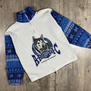 Mens Vintage Arctic Mountain Husky Aztec Fleece Jacket size M