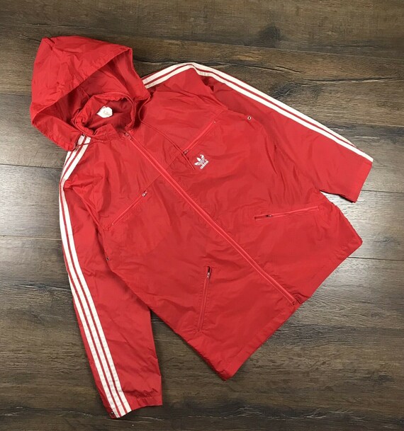 adidas vintage windbreaker jacket red