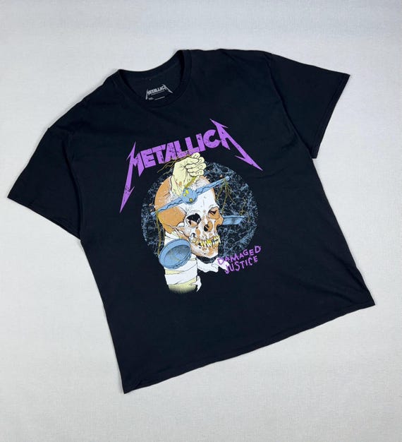 Men's Vintage Metallica Damaged Justice T-shirt size 2XL