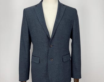 Ted Baker London herenblazer, maat 4, blauw, getextureerde wollen sportjas