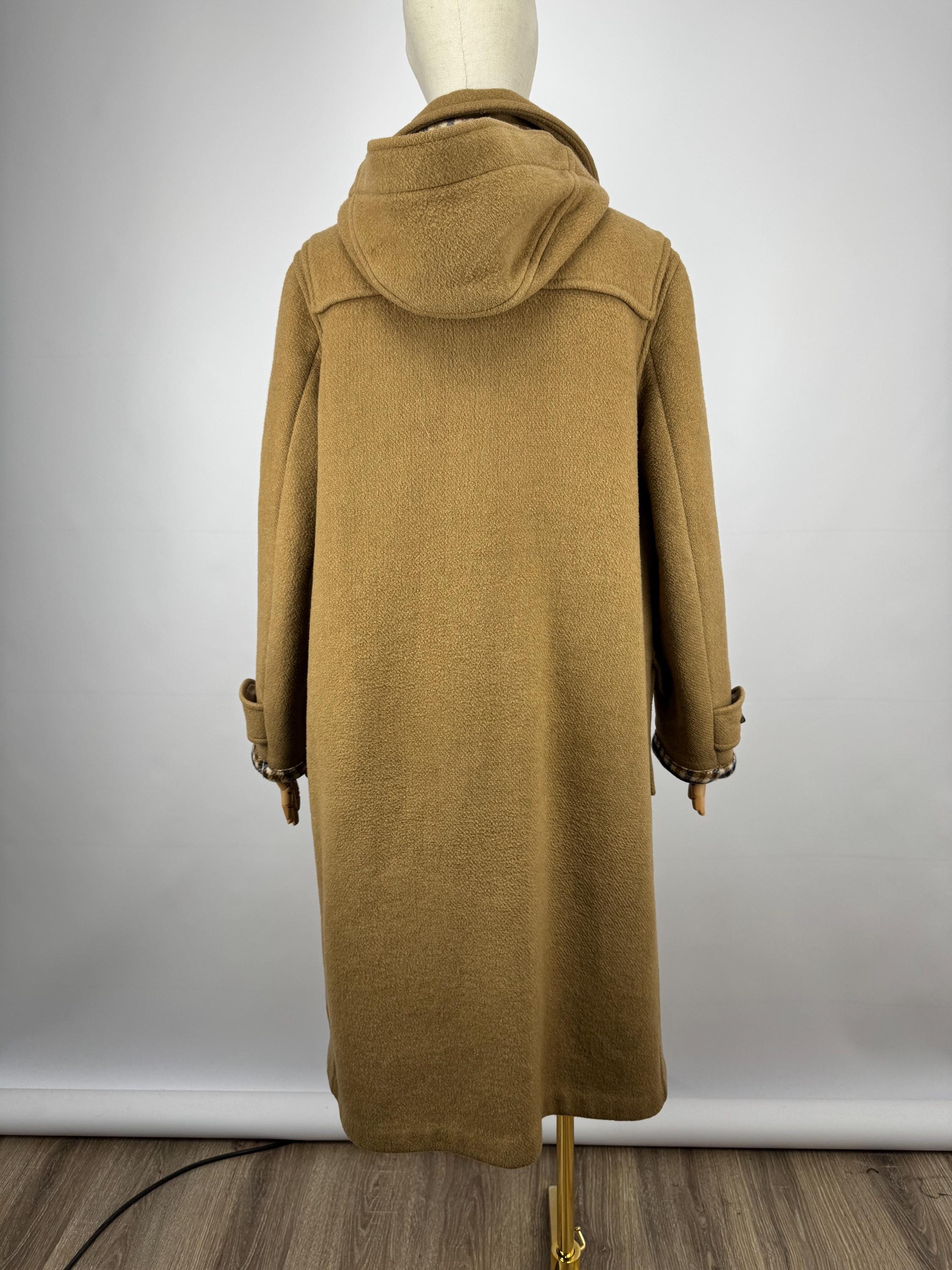 Vintage Aquascutum Camel Wool Duffle Coat Toggle Hood Made in