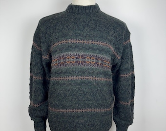 Men's Vintage St Michael Wool-Blend Sweater Green, Size M Classic Style