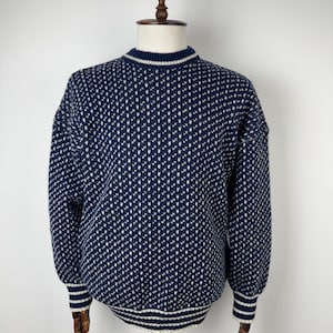 Męski sweter vintage Pakeman Catto Carter z wełny z okrągłym dekoltem i dzianinowym swetrem rozmiar L