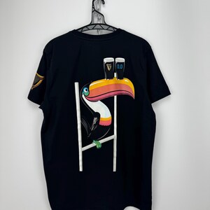Guinness 0.0 T-shirt Herr Stor Svart Toucan Grafisk Öllogotyp Kortärmad bild 1