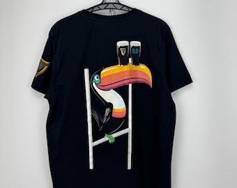 Guinness 0.0 T-Shirt Mens Large Black Toucan Graphic Beer Logo Short Sleeve