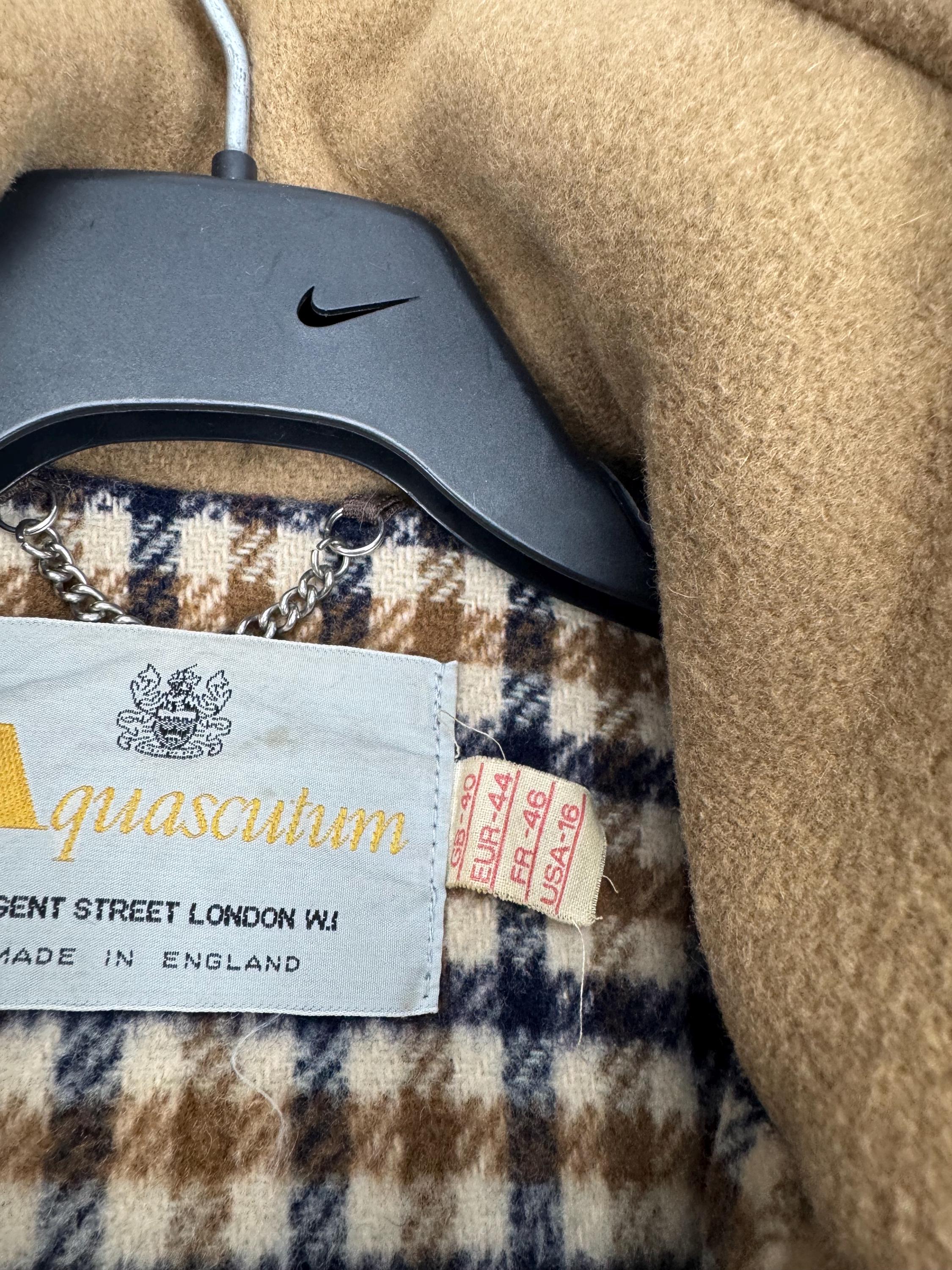 Vintage Aquascutum Camel Wool Duffle Coat Toggle Hood Made in 