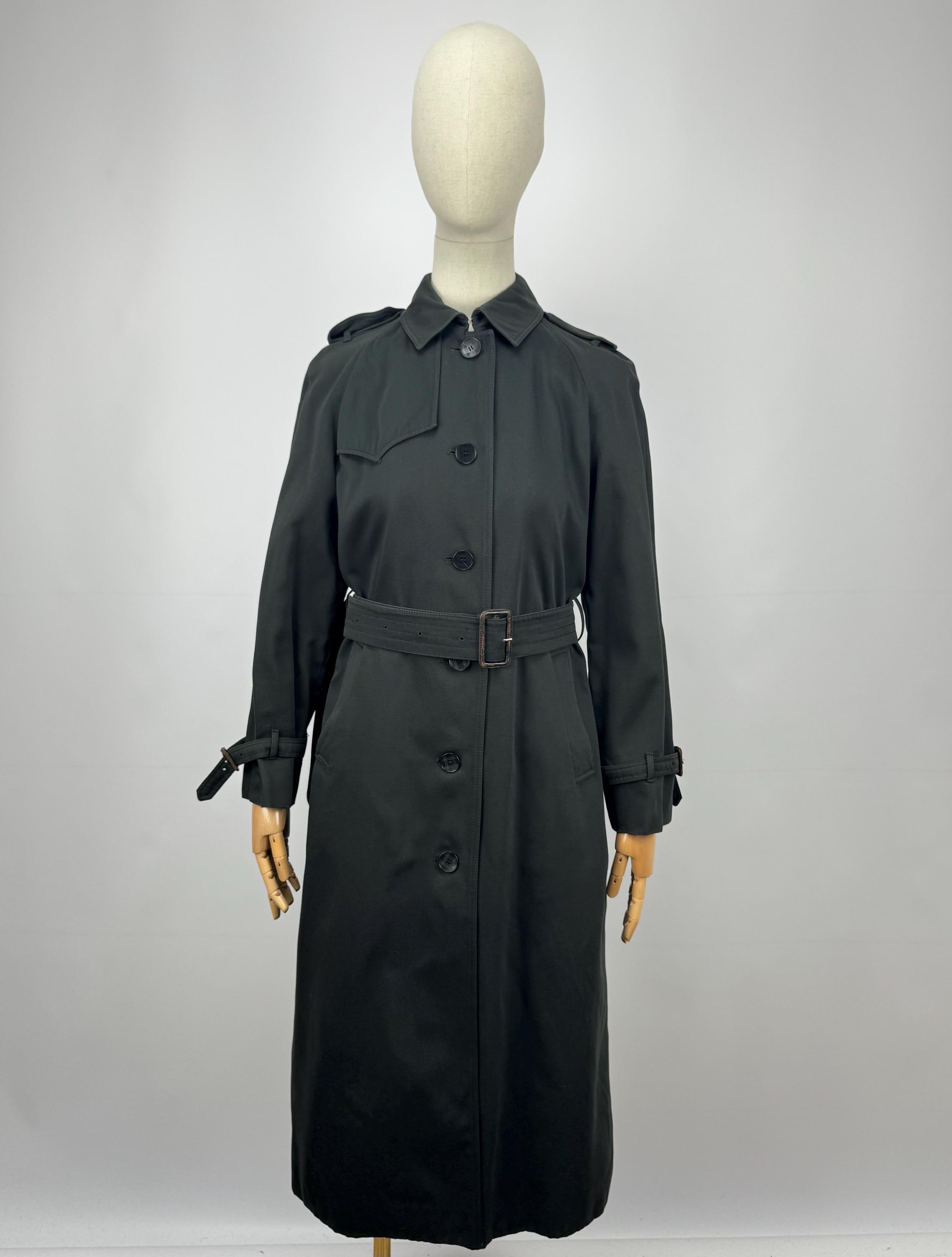 Vintage Aquascutum belted coat　バルマカン　英国製 Vintage Aquascutum of London Black Trench Coat Women's Long Belted