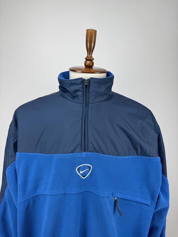 Vintage 90s 00s Nike Quarter Zip Fleece Pullover Blue Swoosh Men's