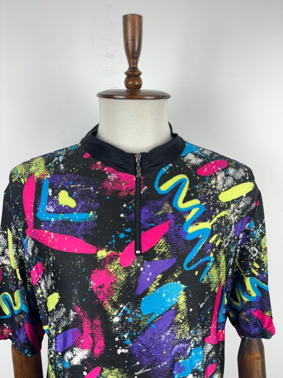 Vintage maillot de cyclisme rodéo abstrait color block col